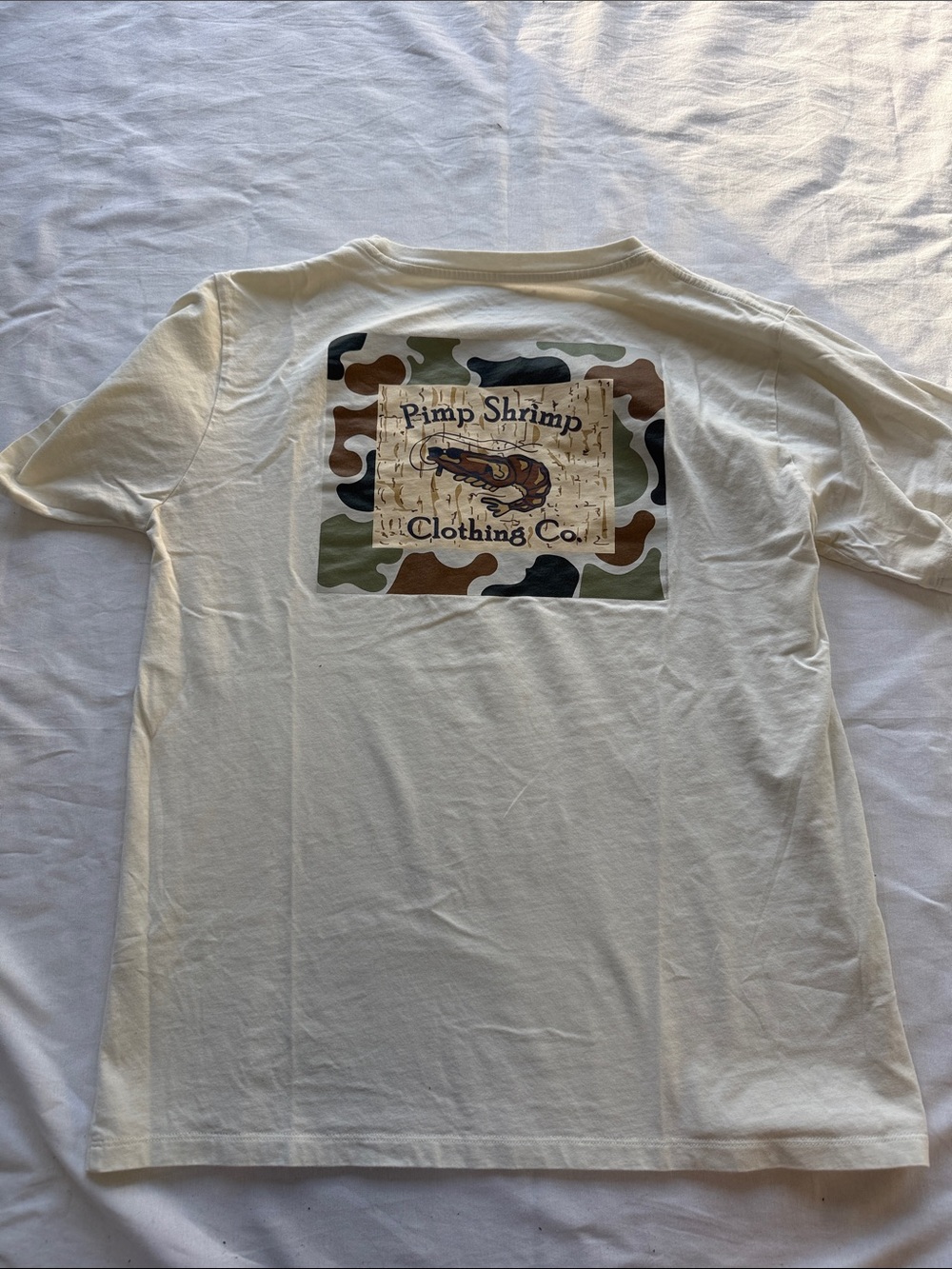 Pimp Shrimp Men's Cream Pocket T-Shirt - Picture 3 of 4